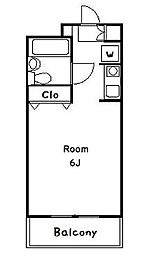 小田急小田原線 梅ヶ丘駅 徒歩9分の賃貸マンション 3階ワンルームの間取り