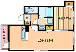 メゾンＨＭ赤羽 2階1LDKの間取り