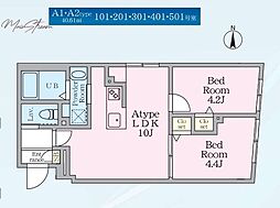エルファーロ神楽坂III 2LDKの間取図画像
