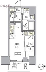 ザ・ライオンズフォーシア文京湯島 1DKの間取図画像