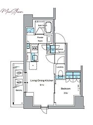 ルフォンプログレ上野御徒町 1LDKの間取図画像