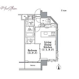 PARKHABIO飯田橋 1LDKの間取図画像