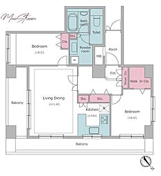 レジディア新川2 2LDKの間取図画像