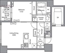 レジディア神田岩本町 1LDKの間取図画像
