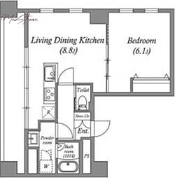 オーパスホームズ八丁堀 1LDKの間取図画像