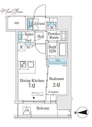 VIEQUBRIGHT湯島 1DKの間取図画像