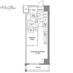 ザ・パークハビオ日本橋馬喰町 1LDKの間取図画像