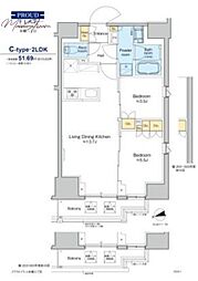 プラウドフラット本郷三丁目 2LDKの間取図画像