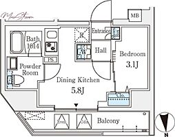 文京区湯島3丁目マンション 1DKの間取図画像
