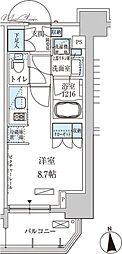 パークアクシス上野三丁目 ワンルームの間取図画像