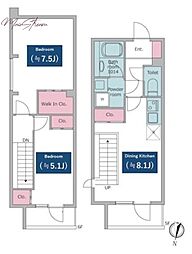 RESIDIA文京小石川 2DKの間取図画像