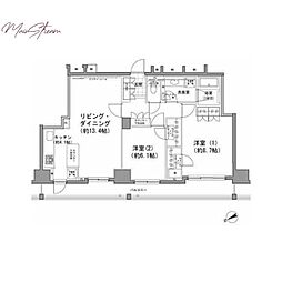 パークハビオ八丁堀 2LDKの間取図画像