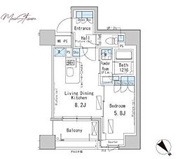 ParkAxis茅場町 1LDKの間取図画像