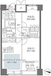メゾンカルム本郷 2LDKの間取図画像