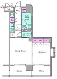 レジディア文京本郷 2Kの間取図画像