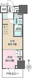 ルフォンプログレ元浅草マークス 1DKの間取図画像