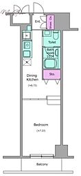 RESIDIA上野御徒町 ワンルームの間取図画像