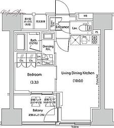 ザ・パークハビオ人形町レジデンス 1LDKの間取図画像