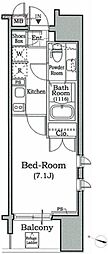 レジディア文京本駒込 1Kの間取図画像
