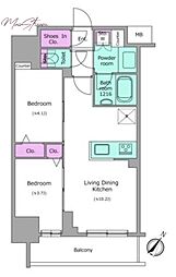 アーバネックス日本橋茅場町 2LDKの間取図画像