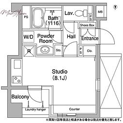コンフォリア銀座EAST ワンルームの間取図画像