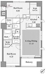 レジディア新川2 2LDKの間取図画像