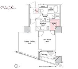 パークキューブ八丁堀 1LDKの間取図画像