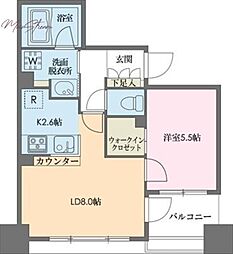 ドゥーエ新川 1LDKの間取図画像