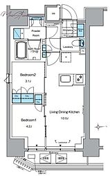 ルフォンプログレ田原町 2LDKの間取図画像