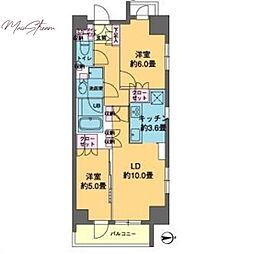 カスタリア東日本橋 2LDKの間取図画像