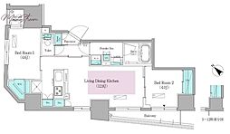 アーバネックス日本橋馬喰町II 7階2LDKの間取り