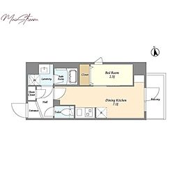 グランカーサ上野松が谷 3階1DKの間取り