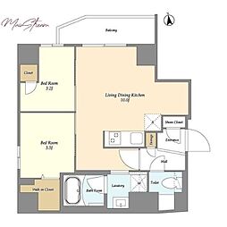 グランカーサ上野松が谷 6階2LDKの間取り