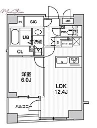 シーズンフラッツ日本橋人形町プレミア 10階1LDKの間取り