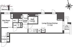 コンフォリア東上野 5階1LDKの間取り