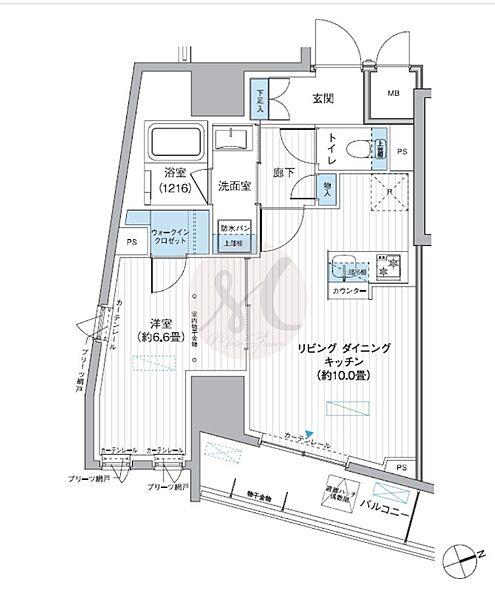 東京都台東区駒形1丁目(賃貸マンション1LDK・4階・42.49㎡)の写真 その2