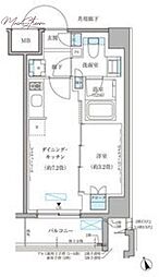 パークアクシス文京本郷 4階1DKの間取り