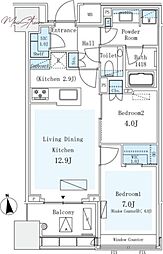 パークコート　ザ・三番町ハウス 3階2LDKの間取り