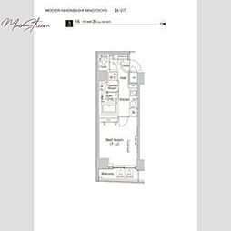 アーバンコア日本橋 6階1Kの間取り