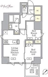 ＭＦＰＲコート日本橋馬喰町 14階2LDKの間取り