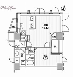 東神田テラスレジデンス 10階1LDKの間取り