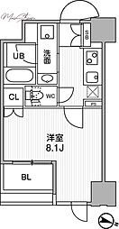 東神田テラスレジデンス 5階1Kの間取り