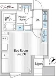 バウスフラッツ日本橋浜町 7階ワンルームの間取り