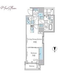 パークアクシス蔵前 14階1LDKの間取り