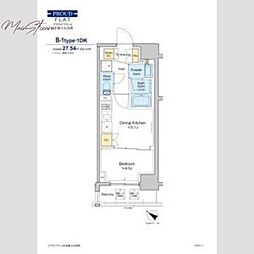 プラウドフラット日本橋大伝馬町 9階1DKの間取り