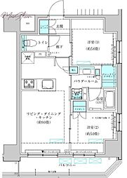 ヴィークブライト蔵前 5階2LDKの間取り