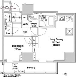コンフォリア浅草橋 6階1LDKの間取り