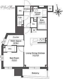 コンフォリア東上野 9階2LDKの間取り