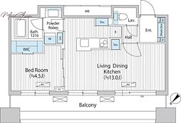 バウスフラッツ日本橋浜町 10階1LDKの間取り
