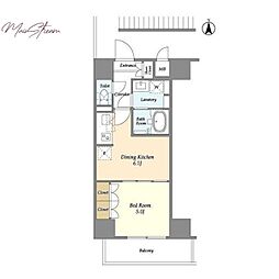 ＬａＤｏｕｃｅｕｒ東神田 9階1DKの間取り